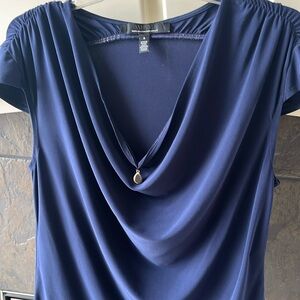 WHBM Navy jewel-drop top